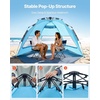image:imageVEVOR Beach Tent Sun Shelter for 4 Person Pop Up Beach Tent UPF 50 Protection Portable Sun Shade Canopy with Carrying Bag and Sand Pockets Easy Setup Umbrella for Camping Fishing Outdoor Picnic