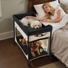 image:imageVEVOR Bedside Lounge Pet Bed Foldable Bunk Dog Bed with 600D Oxford Cloth and Dutch Velvet Portable Raised Cot with Wheels Side Storage Bags and Carry Bag for Cats amp Dogs L BeigeXL