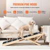 image:imageVEVOR Dog Ramp Folding Pet Ramp for Bed Adjustable Dog Ramp for Small Large Old Dogs amp Cats Wooden Pet Ramp with 393 Long Ramp Adjustable from 15 to 22 Suitable for Couch Sofa Car472x165x24 in