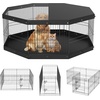 image:imageVEVOR Foldable Metal Dog Exercise Pen Pet Puppy Playpen Yard Fence with Top Cover amp Door Indoor Outdoor 8 Panels 24 W x 24 H Dogs Crate Kennel with Ground Stakes for Small amp Medium DogsPlaypen  Top Cover  Bottom Pad