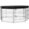 image:imageVEVOR Foldable Metal Dog Exercise Pen Pet Puppy Playpen Yard Fence with Top Cover amp Door Indoor Outdoor 8 Panels 24 W x 24 H Dogs Crate Kennel with Ground Stakes for Small amp Medium DogsPlaypen  Top Cover