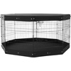 image:imageVEVOR Foldable Metal Dog Exercise Pen Pet Puppy Playpen Yard Fence with Top Cover amp Door Indoor Outdoor 8 Panels 24 W x 24 H Dogs Crate Kennel with Ground Stakes for Small amp Medium DogsPlaypen  Top Cover  Bottom Pad