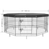 image:imageVEVOR Foldable Metal Dog Exercise Pen Pet Puppy Playpen Yard Fence with Top Cover amp Door Indoor Outdoor 8 Panels 24 W x 24 H Dogs Crate Kennel with Ground Stakes for Small amp Medium DogsPlaypen  Top Cover