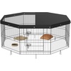 image:imageVEVOR Foldable Metal Dog Exercise Pen Pet Puppy Playpen Yard Fence with Top Cover amp Door Indoor Outdoor 8 Panels 24 W x 24 H Dogs Crate Kennel with Ground Stakes for Small amp Medium DogsPlaypen  Top Cover