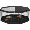 image:imageVEVOR Foldable Metal Dog Exercise Pen Pet Puppy Playpen Yard Fence with Top Cover amp Door Indoor Outdoor 8 Panels 24 W x 24 H Dogs Crate Kennel with Ground Stakes for Small amp Medium DogsPlaypen  Top Cover  Bottom Pad