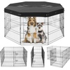 image:imageVEVOR Foldable Metal Dog Exercise Pen Pet Puppy Playpen Yard Fence with Top Cover amp Door Indoor Outdoor 8 Panels 24 W x 24 H Dogs Crate Kennel with Ground Stakes for Small amp Medium DogsPlaypen  Top Cover