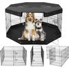image:imageVEVOR Foldable Metal Dog Exercise Pen Pet Puppy Playpen Yard Fence with Top Cover amp Door Indoor Outdoor 8 Panels 24 W x 24 H Dogs Crate Kennel with Ground Stakes for Small amp Medium DogsPlaypen  Top Cover  Bottom Pad