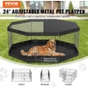 image:imageVEVOR Foldable Metal Dog Exercise Pen Pet Puppy Playpen Yard Fence with Top Cover amp Door Indoor Outdoor 8 Panels 24 W x 24 H Dogs Crate Kennel with Ground Stakes for Small amp Medium DogsPlaypen  Top Cover  Bottom Pad
