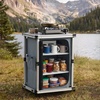 image:imageVEVOR Folding Camping Storage Cabinet Outdoor Portable Aluminum Lightweight Table Quick Setup Compact Kitchen Cook Station with 3 Shelves and Carry Bag for Picnic BBQ Camping RV Traveling