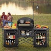 image:imageVEVOR Folding Camping Table Outdoor Portable Table Quick Setup Kitchen Cook Station with Storage Organizer Telescoping Legs a Detachable Windscreen Carrying Bag for Picnic BBQ RV Traveling