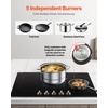 image:imageVEVOR Induction Cooktop 1800W Electric Countertop Burner with 9 Power Settings 2 Burner Touch Control Stove Builtin Induction Cooktop Include 99Min Timer Child Safety Lock Glass Surface36in 5 Burners220V