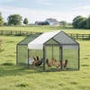 image:imageVEVOR Metal Chicken Coop for 46 Chickens 33 x 66 x 33 ft Small Chicken Cage with Waterproof Cover amp Double Doors Spire Roof Poultry Run Compatible with Wooden Coops for Rabbit Hen Goose Duck