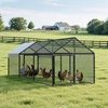 image:imageVEVOR Metal Chicken Coop for 68 Chickens 33 x 98 x 33 ft Small Chicken Cage with Waterproof Cover amp 3 Doors Spire Roof Poultry Run Compatible with Wooden Coops for Rabbit Hen Goose Duck
