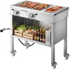 image:imageVEVOR Outdoor Propane Griddle 2 Burners 11600 BTU Each Commercial Stainless Steel Gas Griddle Cart with 4 Lockable Wheels 13 Food Pan EasyGrip Side Handle Ideal for Hot Dogs Burgers amp Meats220535634016