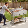 image:imageVEVOR Outdoor Propane Griddle 2 Burners 11600 BTU Each Commercial Stainless Steel Gas Griddle Cart with 4 Lockable Wheels 13 Food Pan EasyGrip Side Handle Ideal for Hot Dogs Burgers amp Meats255938584705