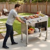 image:imageVEVOR Outdoor Propane Griddle 2 Burners 11600 BTU Each Commercial Stainless Steel Gas Griddle Cart with 4 Lockable Wheels 13 Food Pan EasyGrip Side Handle Ideal for Hot Dogs Burgers amp Meats220535634016