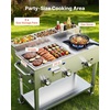 image:imageVEVOR Outdoor Propane Griddle 2 Burners 11600 BTU Each Commercial Stainless Steel Gas Griddle Cart with 4 Lockable Wheels 13 Food Pan EasyGrip Side Handle Ideal for Hot Dogs Burgers amp Meats273638584705