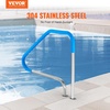 image:imageVEVOR Pool Rail 48 x 32 inch Pool Handrail 220 lbs Load Capacity Heavy Duty Stainless Steel Swimming Handrail Seamless Welding Recessed or Base Mount for Poolside Water Parks Spa Centers46x37 Inch