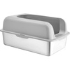 image:imageVEVOR Stainless Steel Cat Litter Box with Lid XL Extra Large Enclosed Cat Box for Big Cats High Sides Metal Litter Box Anti LeakageOdorFree amp Easy CleaningInclude Scoop amp Foot BoardLight grey