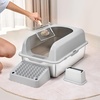 image:imageVEVOR Stainless Steel Cat Litter Box with Lid XL Extra Large Enclosed Cat Box for Big Cats High Sides Metal Litter Box Anti LeakageOdorFree amp Easy CleaningInclude Scoop amp Foot BoardLight grey