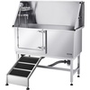 image:imageVEVOR Stainless Steel Dog Washing Station 50 inch Pet Grooming Tub wRamp PE Water Filter Board Faucet amp Showerhead amp Soap Holder Dog Bathtub for Large amp Medium amp Small Pets Left Door