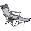 image:imageVEVOR 2in1 Reclining Camping Chair with Footrest for Adults 4 Adjustable Positions Portable Folding Lounger Lightweight Mesh Beach Chair Supports 220lbs Heavy Duty Camp Chairs Outdoor GrayGrey