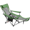image:imageVEVOR 2in1 Reclining Camping Chair with Footrest for Adults 4 Adjustable Positions Portable Folding Lounger Lightweight Mesh Beach Chair Supports 220lbs Heavy Duty Camp Chairs Outdoor GrayGreen