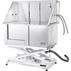 image:imageVEVOR 50 Pet Dog Bathing Station Electric Height Adjustment Professional Stainless Steel Dog Grooming Tub wSoap Box FaucetRich AccessoryBathtub for Multiple Pets Washing Sink for HomeRightLeft Door