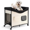 image:imageVEVOR Bedside Lounge Pet Bed Foldable Bunk Dog Bed with 600D Oxford Cloth and Dutch Velvet Portable Raised Cot with Wheels Side Storage Bags and Carry Bag for Cats amp Dogs L BeigeL