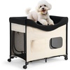 image:imageVEVOR Bedside Lounge Pet Bed Foldable Bunk Dog Bed with 600D Oxford Cloth and Dutch Velvet Portable Raised Cot with Wheels Side Storage Bags and Carry Bag for Cats amp Dogs L BeigeXL