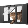 image:imageVEVOR Cat Door for Window Adjustable to Fit Window Width 3540 4 Secure Lock Modes Aluminum Frame and HighTransparency Glass Magnetic Closure Weatherproof QuickFit Pet Door for Cats WhiteBlack
