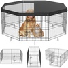image:imageVEVOR Foldable Metal Dog Exercise Pen Pet Puppy Playpen Yard Fence with Top Cover amp Door Indoor Outdoor 8 Panels 24 W x 24 H Dogs Crate Kennel with Ground Stakes for Small amp Medium DogsPlaypen  Top Cover