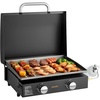 image:imageVEVOR Gas Griddle 2Burner Flat Top Grill 28 inch Grill Plate Foldable Propane Griddle with Wheels 30000 BTU Outdoor Flat Top Grills for PanFrying Grilling StirFrying amp BBQ Pulse IgnitionWith Lid