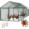 image:imageVEVOR Metal Chicken Coop for 68 Chickens 33 x 98 x 33 ft Small Chicken Cage with Waterproof Cover amp 3 Doors Spire Roof Poultry Run Compatible with Wooden Coops for Rabbit Hen Goose Duck