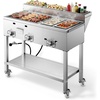 image:imageVEVOR Outdoor Propane Griddle 2 Burners 11600 BTU Each Commercial Stainless Steel Gas Griddle Cart with 4 Lockable Wheels 13 Food Pan EasyGrip Side Handle Ideal for Hot Dogs Burgers amp Meats255938584705