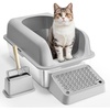 image:imageVEVOR Stainless Steel Cat Litter Box with Lid XL Extra Large Enclosed Cat Box for Big Cats High Sides Metal Litter Box Anti LeakageOdorFree amp Easy CleaningInclude Scoop amp Foot BoardLight grey