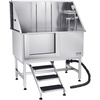 image:imageVEVOR Stainless Steel Dog Washing Station Professional 50 inch Pet Grooming Tub wStairs PE Water Filter Board Faucet amp Showerhead amp Soap Holder Bathtub for Large amp Medium amp Small Pets Left Door50 inch