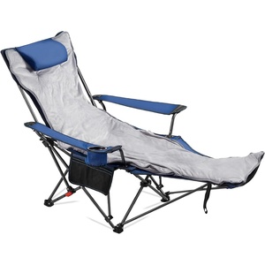 image:imageVEVOR 2in1 Reclining Camping Chair with Footrest for Adults 4 Adjustable Positions Portable Folding Lounger Lightweight Mesh Beach Chair Supports 220lbs Heavy Duty Camp Chairs Outdoor GrayGray Padded