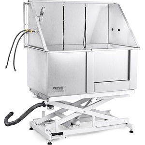 image:imageVEVOR 50 Pet Dog Bathing Station Electric Height Adjustment Professional Stainless Steel Dog Grooming Tub wSoap Box FaucetRich AccessoryBathtub for Multiple Pets Washing Sink for HomeRightRight Door
