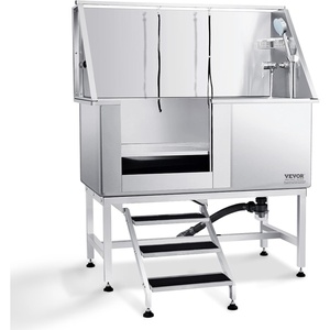 image:imageVEVOR 50 Pet Dog Bathing Station wStairs Professional Stainless Steel Dog Grooming Tub wSoap Box FaucetRich Accessory Dog Bathtub for LargeMediumSmall Pets Washing Sink for Home LeftSilver