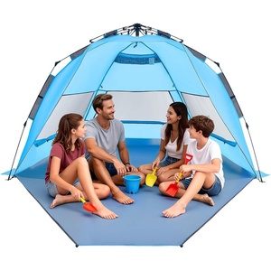 image:imageVEVOR Beach Tent Sun Shelter for 4 Person Pop Up Beach Tent UPF 50 Protection Portable Sun Shade Canopy with Carrying Bag and Sand Pockets Easy Setup Umbrella for Camping Fishing Outdoor Picnic