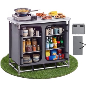 image:imageVEVOR Camping Storage Cabinet Outdoor Portable Aluminum Lightweight Table Quick Setup Compact Kitchen Cook Station with 6 Shelves and Carry Bag for Picnic BBQ Party Camping RV Traveling