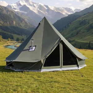 image:imageVEVOR Canvas Bell Tent 4 Seasons Yurt Tent for Camping with Stove Jack Waterproof Breathable with Zipped Detachable Floor Family Camping Glamping Outdoor Hunting PartyDark Green