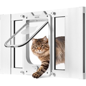 image:imageVEVOR Cat Door for Window Adjustable to Fit Window Width 3540 4 Secure Lock Modes Aluminum Frame and HighTransparency Glass Magnetic Closure Weatherproof QuickFit Pet Door for Cats WhiteWhite