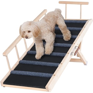 image:imageVEVOR Dog Ramp Folding Pet Ramp for Bed Adjustable Dog Ramp for Small Large Old Dogs amp Cats Wooden Pet Ramp with 393 Long Ramp Adjustable from 15 to 22 Suitable for Couch Sofa Car472x165x24 in
