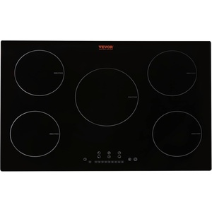 image:imageVEVOR Electric Cooktop 4 Burners 30 Induction Stove Top Builtin Magnetic Cooktop 7500W 9 Heating Level Multifunctional Burner LED Touch Screen wChild Lock amp OverTemperature Protection30in 5 Burners220V