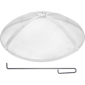 image:imageVEVOR Fire Pit Spark Screen Round 27 Reinforced Heavy Duty Steel Metal Cover Outdoor Firepit Lid EasyOpening Top Screen Covers Round with Ring Handle for Outdoor Patio Fire Pits Backyard30 Inch