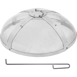 image:imageVEVOR Fire Pit Spark Screen Round 27 Reinforced Heavy Duty Steel Metal Cover Outdoor Firepit Lid EasyOpening Top Screen Covers Round with Ring Handle for Outdoor Patio Fire Pits Backyard27 Inch