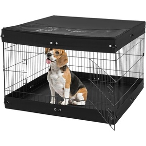 image:imageVEVOR Foldable Metal Dog Exercise Pen Pet Puppy Playpen Yard Fence with Top Cover amp Door Indoor Outdoor 8 Panels 24 W x 24 H Dogs Crate Kennel with Ground Stakes for Small amp Medium DogsPlaypen  Top Cover  Bottom Pad