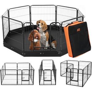 image:imageVEVOR Foldable Metal Dog Exercise Pen Pet Puppy Playpen Yard Fence with Top Cover amp Door Indoor Outdoor 8 Panels 24 W x 24 H Dogs Crate Kennel with Ground Stakes for Small amp Medium DogsPlaypen with Storage Bag  Bottom Pad